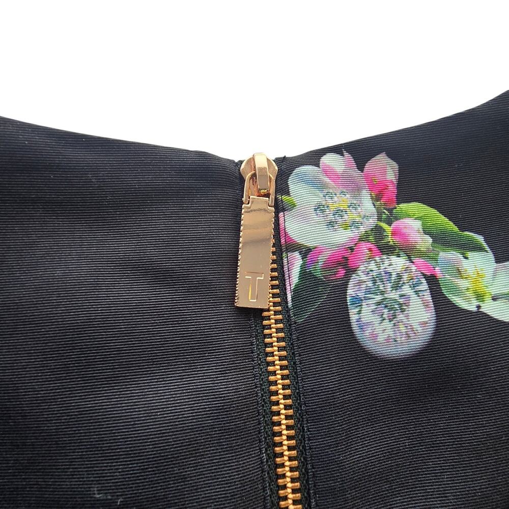 Ted Baker Womens Black Floral & Bird Fit & Flare Zaldana Dress w/Pockets | 2 - Picture 14 of 14